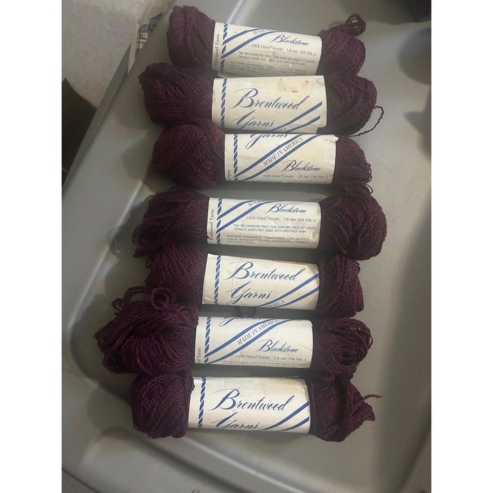 7 Skeins Brentwood Yarns Blackstone 100% Orlon Acrylic Burgundy Made in USA